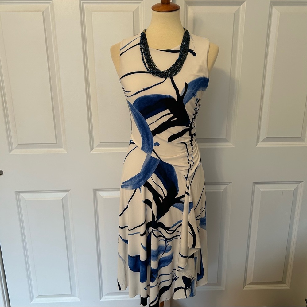 DKNY White Abstract Print Dress